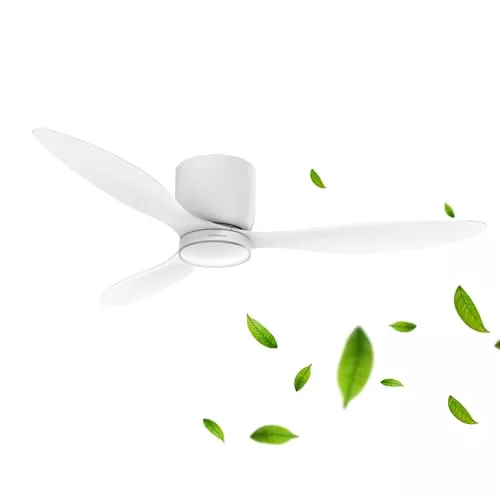 Mellerware - Ventilador de Techo con Mando a Distancia Brizy Bright Minimal 40 W | 6 Velocidades | Ultra silencioso | 3 Aspas 132 de Diámetro | Función Verano-Invierno | Temporizador | LED