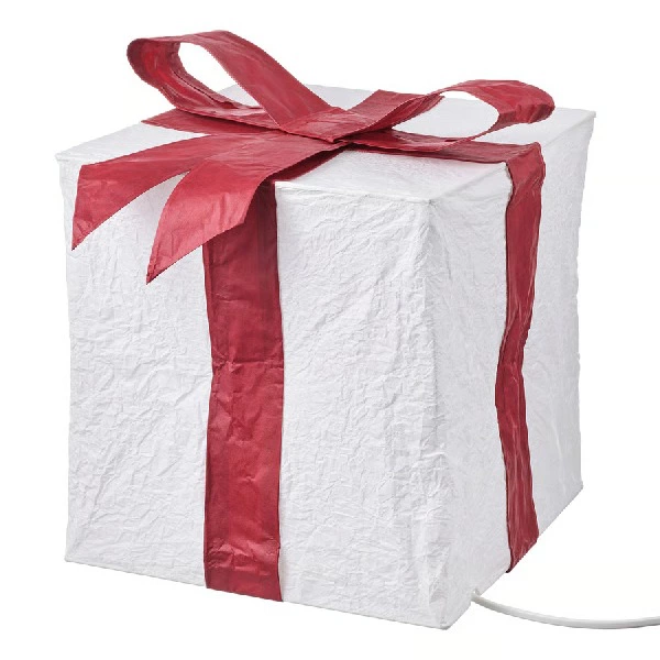 STRÅLA Lámpara de mesa, caja/rojo