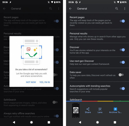Google App Smart Screenshots
