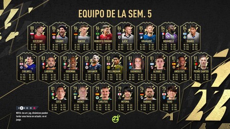 Guía FIFA 22. TOTW: Equipo de la Semana 5, del 20 al 27 de octubre de 2021