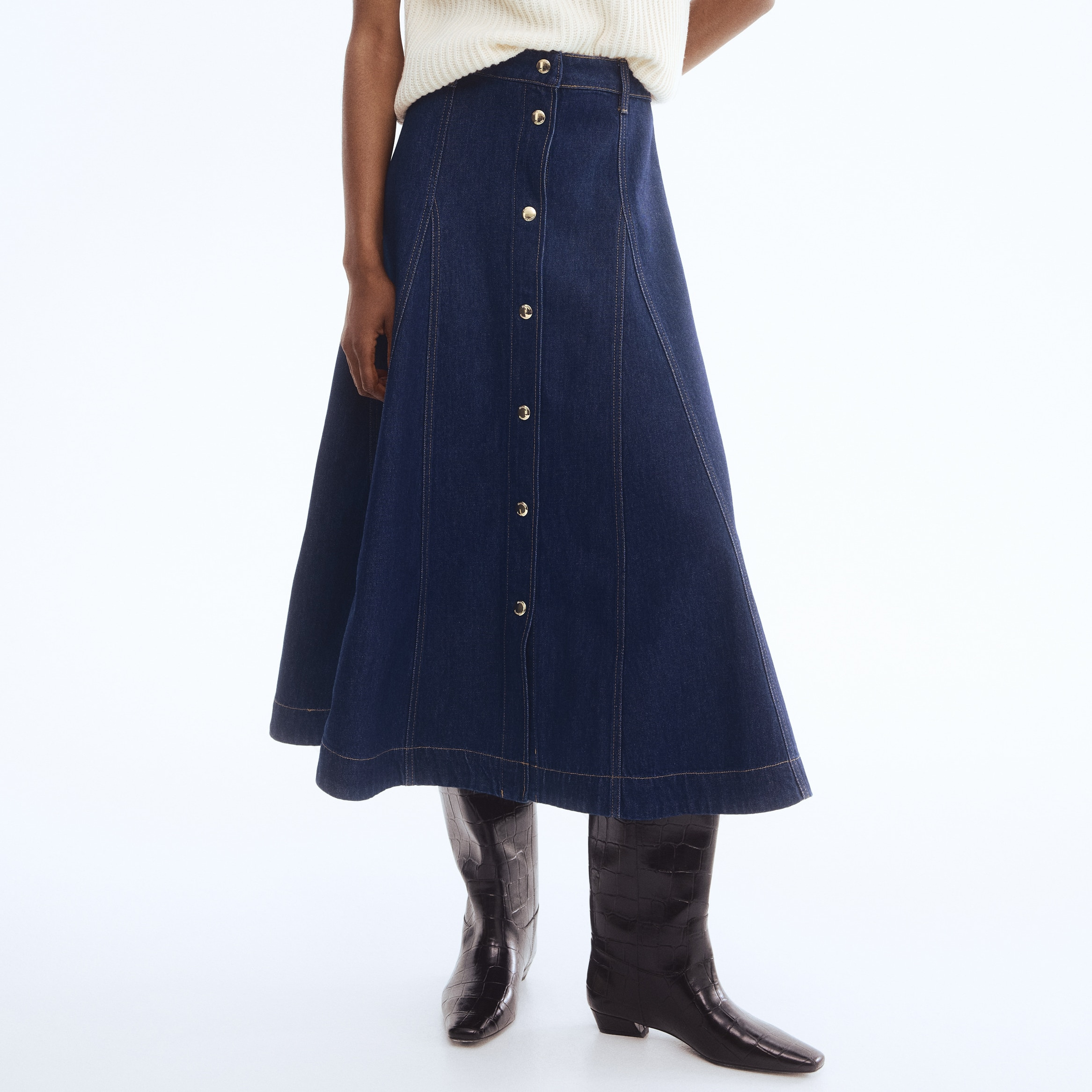 Falda evasé en denim