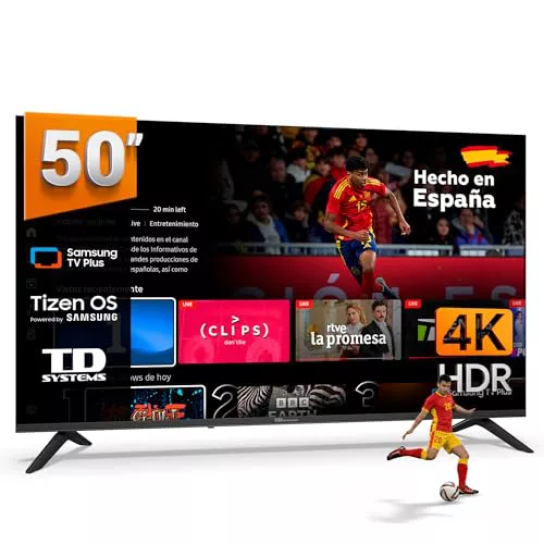 TD Systems - Smart TV 50 Pulgadas 4K HDR10 con Tizen OS 8.0 Powered by Samsung, Televisión con Sintonizador Triple, Televisores del 2026 | PRIME50C22TIZEN