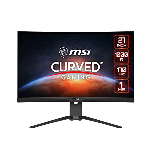 MSI G272CQP, Monitor Gaming Curvo 27" 170 Hz, 1000R, 2560 x 1440 (WQHD), 16:9, 1 ms de Respuesta, 300 nits, FreeSync Premium, HDR Ready, Stand Ajustable, Negro