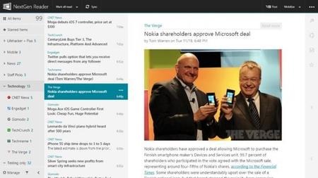 Nextgen Reader para Windows 8/RT se actualiza con soporte para Feedly Pro