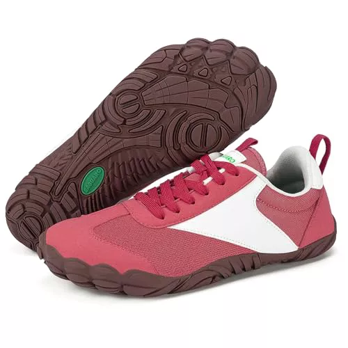 SAGUARO Zapatillas Barefoot Mujer Ligera Zapatos Minimalistas Hombre Transpirable Sneakers Barefoot Antideslizante Calzado Descalzos Interior Exterior, Rojo, 47