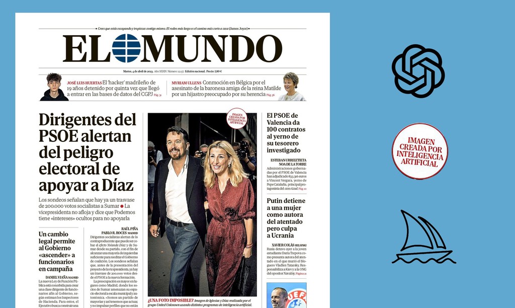Ha llegado el día: la portada de El Mundo lleva una imagen creada con inteligencia artificial que parece real. El debate está servido