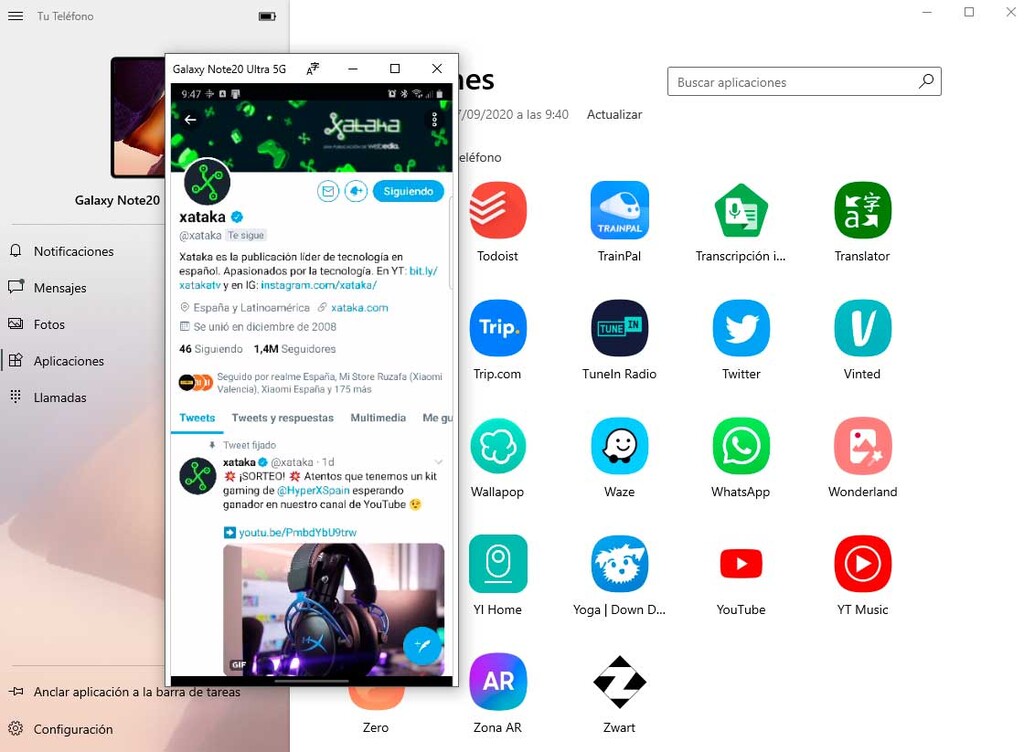 Cómo ejecutar apps Android en la pantalla de un ordenador con la app Tu Teléfono
