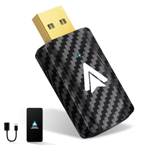 MSXTTLY Adaptador Inalámbrico Android Auto U2A-L9 Convierte Android Auto con Cable en Inalámbrico, Android Auto Wireless Stick para Autos con Wired AA & Android 11+, Mini y Estable, USB C/A, Negro