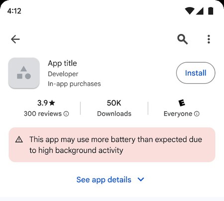 Google Play More Battery Warning