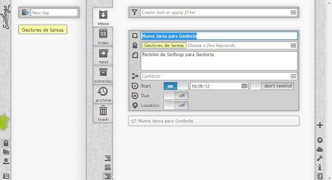 Smthngs, gestor de tareas para trabajar según el método GTD