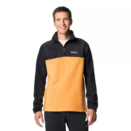 Columbia Steens Mountain Media Cremallera Forro Polar, Piedra Solar/Negro, S para Hombre