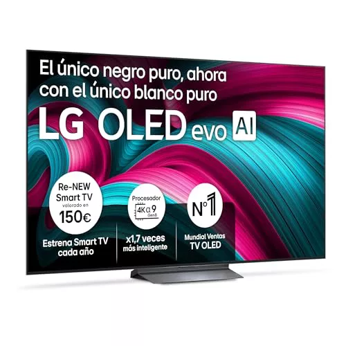 LG OLED65C54LA - TV 65", OLED EVO 4K, Smart TV AI C5, WebOS 25, Super Upscaling, Dolby Vision y Dolby Atmos, AMD FreeSync, Alexa/Google Assistant, Negro