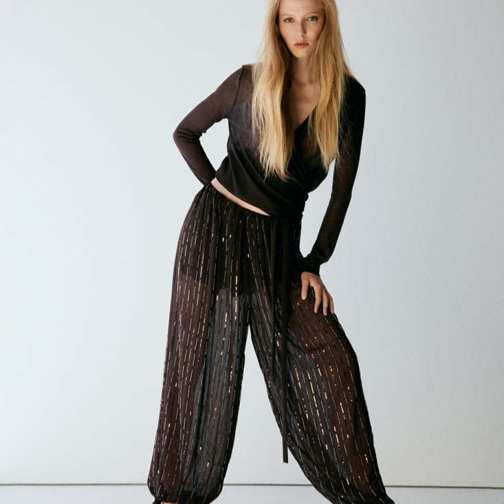 Pantalón bombacho lentejuelas