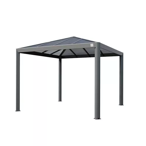 PRIMEYARD Cenador de Jardin 3x3 m con Techo de policarbonato - Hardtop Pabellón