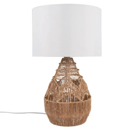 Lampara De Yute Marron Con Pantalla De Algodon Color Crudo 1000 6 2 223862 1