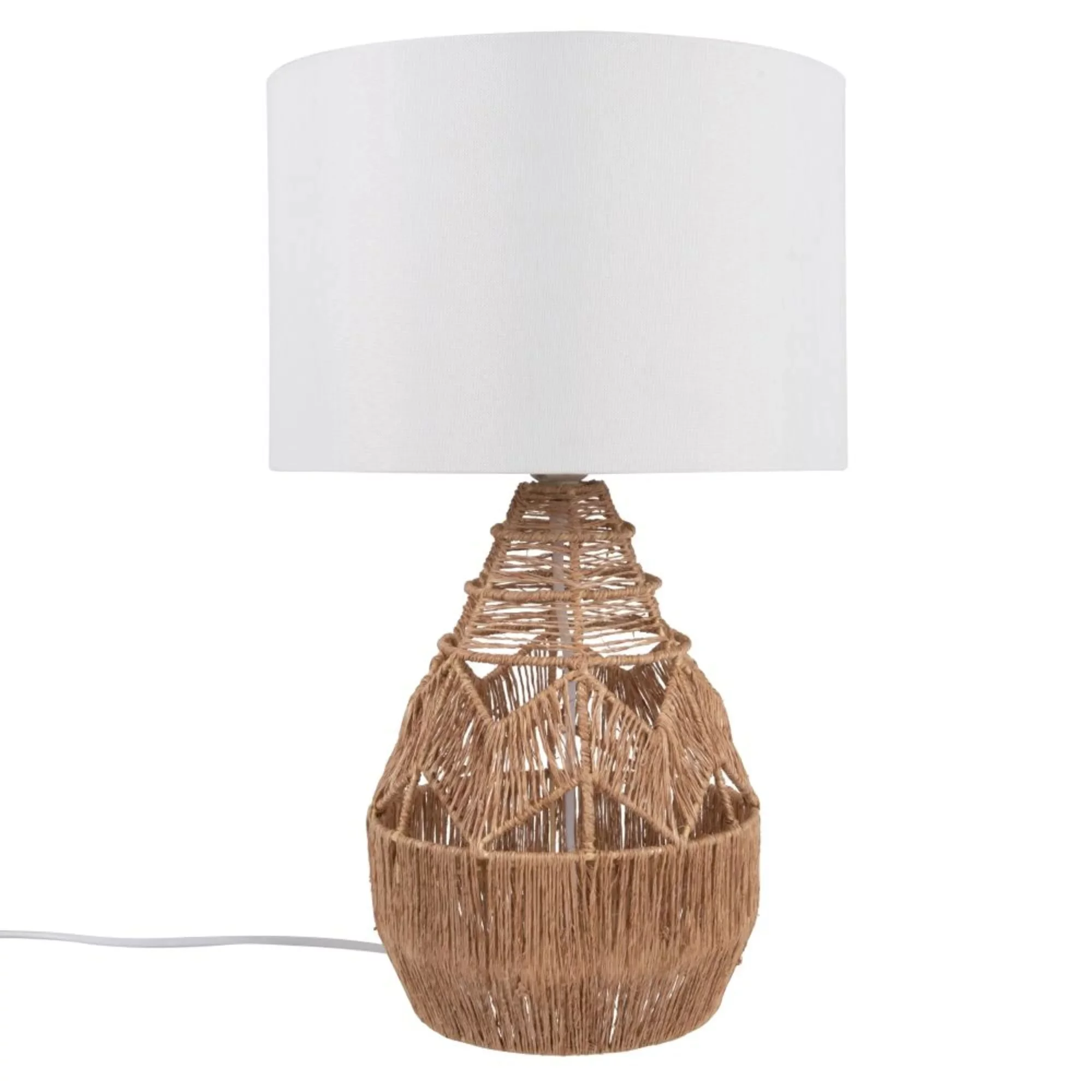 MELILLA- Lámpara de yute marrón con pantalla de algodón color crudo