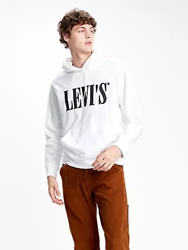 Sudadera blanca con capucha y logo retro