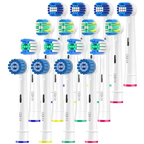 KHBD Recambios Cepillos Compatible con Braun Oral B Cepillo Eléctrico, 16 Cabezales Cepillo Electrico de Repuesto-incluir 4 Sensitive, 4 Precision, 4 Floss, 4 DeepCleaning (Blanco)