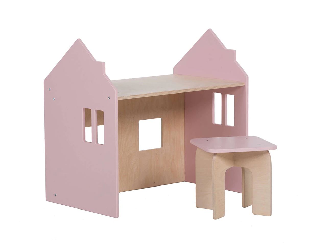Juego de Mesa y Silla Infantil Coral Casita Montessori de madera rosa de Alondra