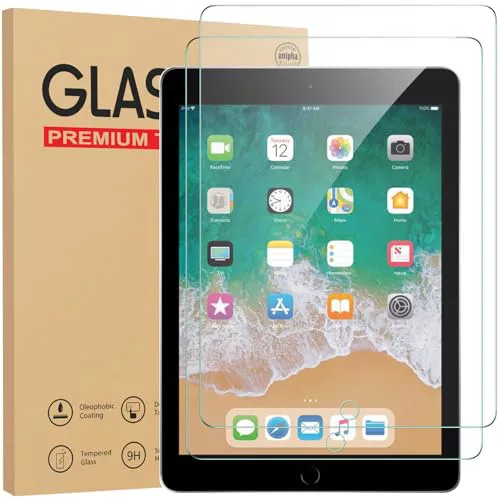 Gerutek [2 Piezas Protector Pantalla para iPad 9,7 pulgadas (2018/2017 Modelo, 6ª/5ª Gen), iPad Air 2 / Air 1, iPad Pro 9,7", Dureza 9H, Ultra transparente, Antiarañazos, Antihuellas Cristal Templado