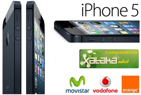 Comparativa precios iPhone 5 asociado a las diferentes tarifas de Movistar, Vodafone y Orange