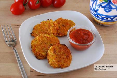 Medallones o fritters de zanahoria y patata. Receta saludable