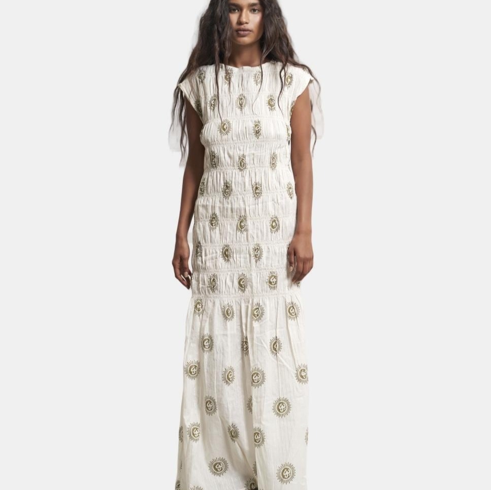 Vestido Nido de Abeja Blanco Par y Escala