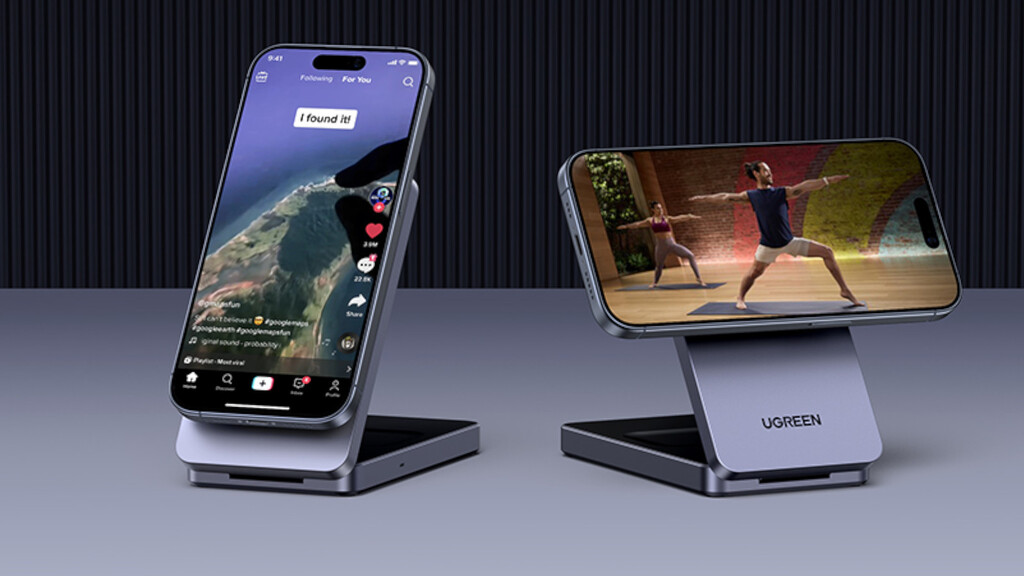 De comprar una base de carga para iPhone, sin duda elegiría una plegable. La de Ugreen es compacta e ideal para llevarla de viaje