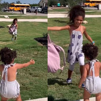 El bonito vídeo viral de una bebé abrazando a su hermana mayor tras esperar todo el día a que volviera del cole