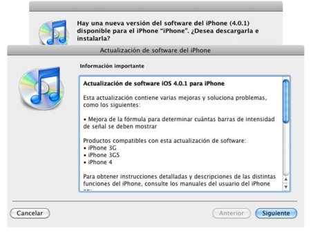 Actualización a iOS 4.0.1 para el iPhone y 3.2.1 para el iPad ya disponible