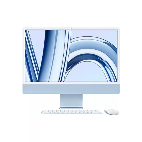 Apple 2023 iMac オールインワン デスクトップ コンピュータ (M3 チップ搭載): 8 コア CPU、10 コア GPU、24 インチ 4.5K Retina ディスプレイ、8 GB メモリ、256 GB SSD、マッチングアクセサリ、ブルー
