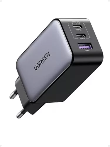 UGREEN Nexode 65W Cargador USB C Carga Rápida Múltiple Puertos (Gris)