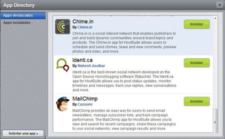 Hootsuite incorpora soporte para MailChimp y cuatro aplicaciones más