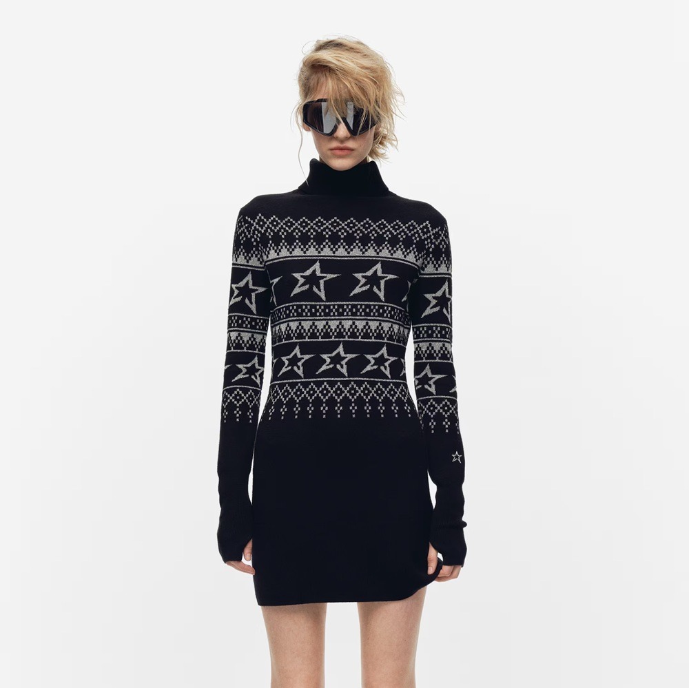 Vestido de punto jacquard con mezcla de lana merino