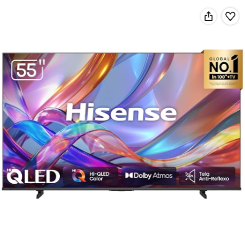 Hisense Smart TV 4K Hi-QLED 55" Polegadas 55QD68SG Hi-QLED com Tela Antirreflexo, Dolby Atmos, Processador AI, HDR 10+, 4K Upscale e Google TV
