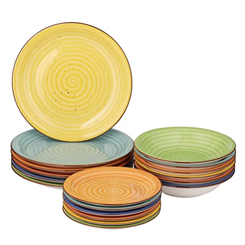 Baroni Home Juego de 18 Platos de porcelana y gres