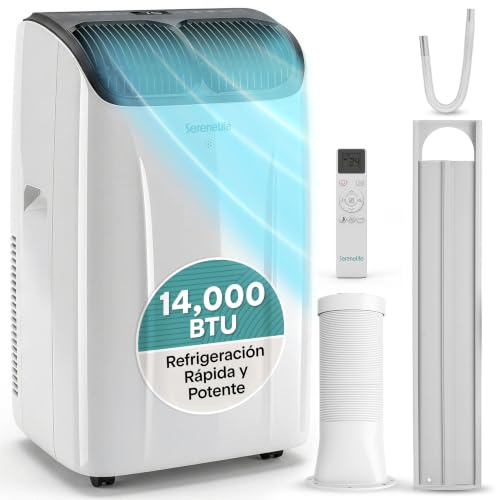 SereneLife Aire Acondicionado Portátil 14000 BTU, Climatizador 3 en 1 Frío, Ventilación y Deshumidificador, con Kit de Ventana, para Hogar y Oficina