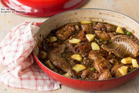 Receta de conejo guisado al brandy con shiitake