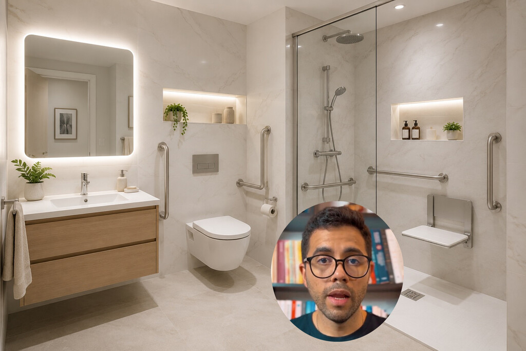 El arquitecto José María Medina avisa: “En un baño para personas mayores de 65, es fundamental una buena iluminación y este tipo de barras de apoyo”