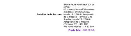 Reseva boucher coche Cuba