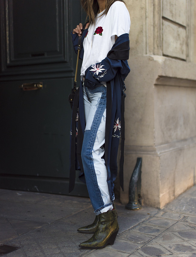 Aimee Song Of Style Paris Fashion Week Off White Jeans Acne Studios Boots