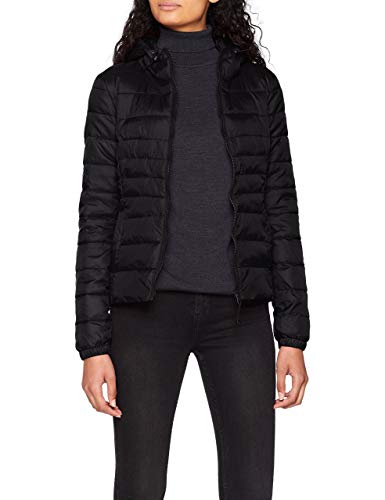 ONLY Onltahoe Hood Jacket Otw Noos, Chaqueta Mujer, Negro (Black Black), 40 (Talla del Fabricante: Medium)