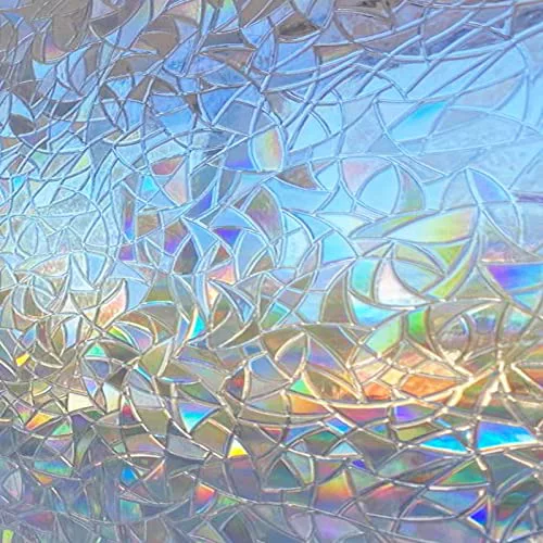 Zindoo Vinilos para Cristales Vinilo Adhesivo Cristal 3D Efecto Arcoiris 44.5 × 200cm Estático Anti UV Translucido Vinilo Ventana Decorativo para Dormitorio Sala Comedor Cocina