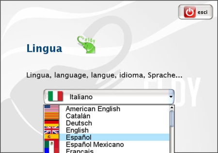Eldy, selección de idioma