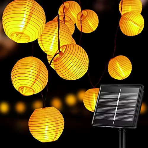 Auting Lámpara de cadena de luz solar al aire libre, 6 metros 20 linternas LED 