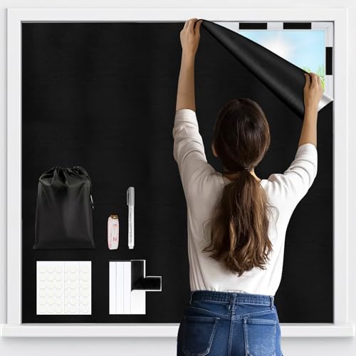 Vexyra Estores Opacos Sin Taladrar, 200x148cm Tela Opaca para Ventanas con Revestimiento Térmico Aislante