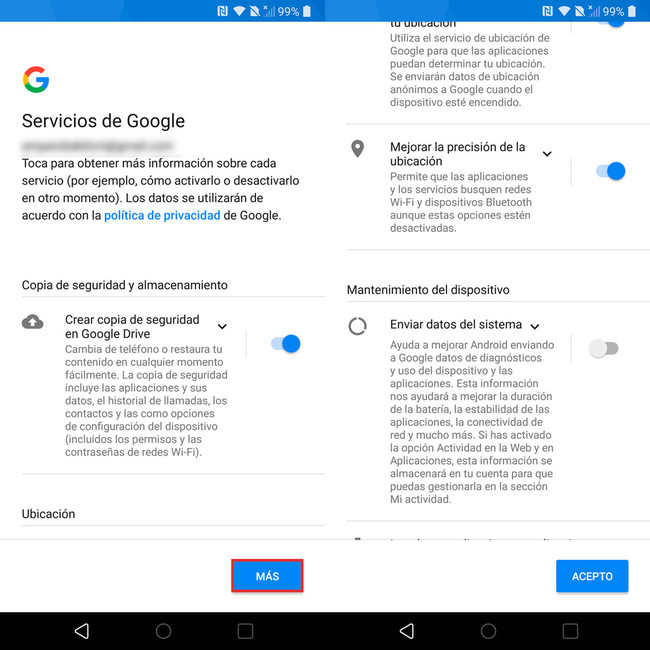 Configuracion Nuevo Android