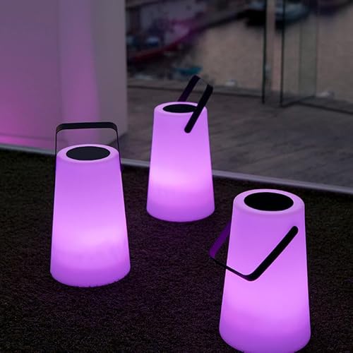 Moovere Lámpara Decorativa Solar Portátil NÓMADA 30 cm con Batería Recargable Luz Blanca + RGB para Exterior e Interior para la Terraza, el Salón y el Patio