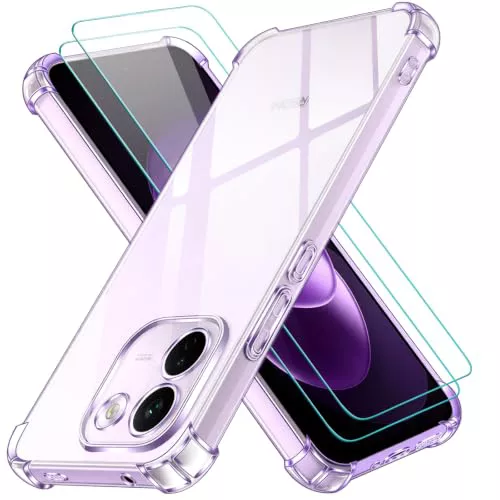 ivoler Funda para Xiaomi Redmi Note 17 Pro MAX 5G con 2 Piezas Cristal Templado, Carcasa Protectora Antigolpes Antiarañazos Transparente con Cojín Esquina Parachoques, Suave TPU Silicona Bumper Case