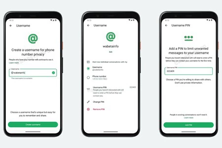 ユーザー名にリンクされた PIN が Android 用 WhatsApp ベータ版に表示されるようになりました (画像: WABetaInfo )